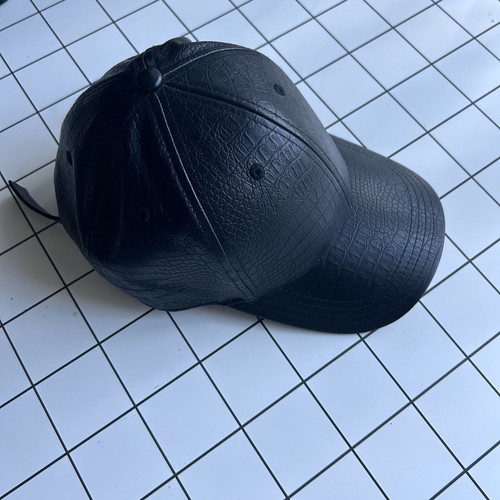 MaxMara Black Crocodile-Embossed Hat